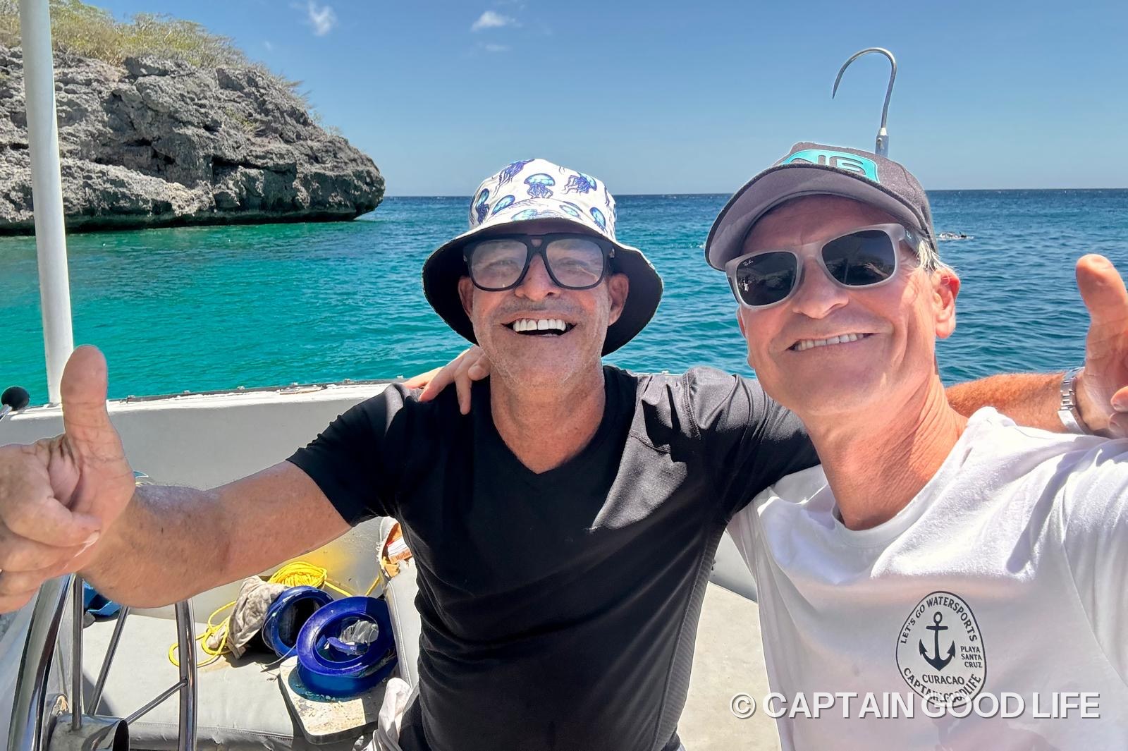 Captain Goodlife with a guest after the tour