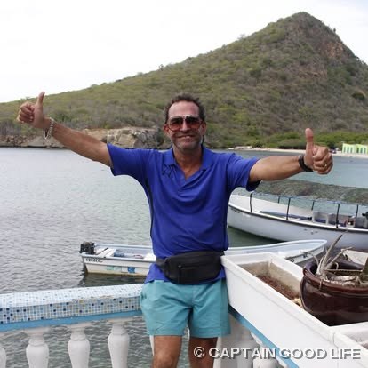Captain Goodlife at the dock of Playa Santa Cruz